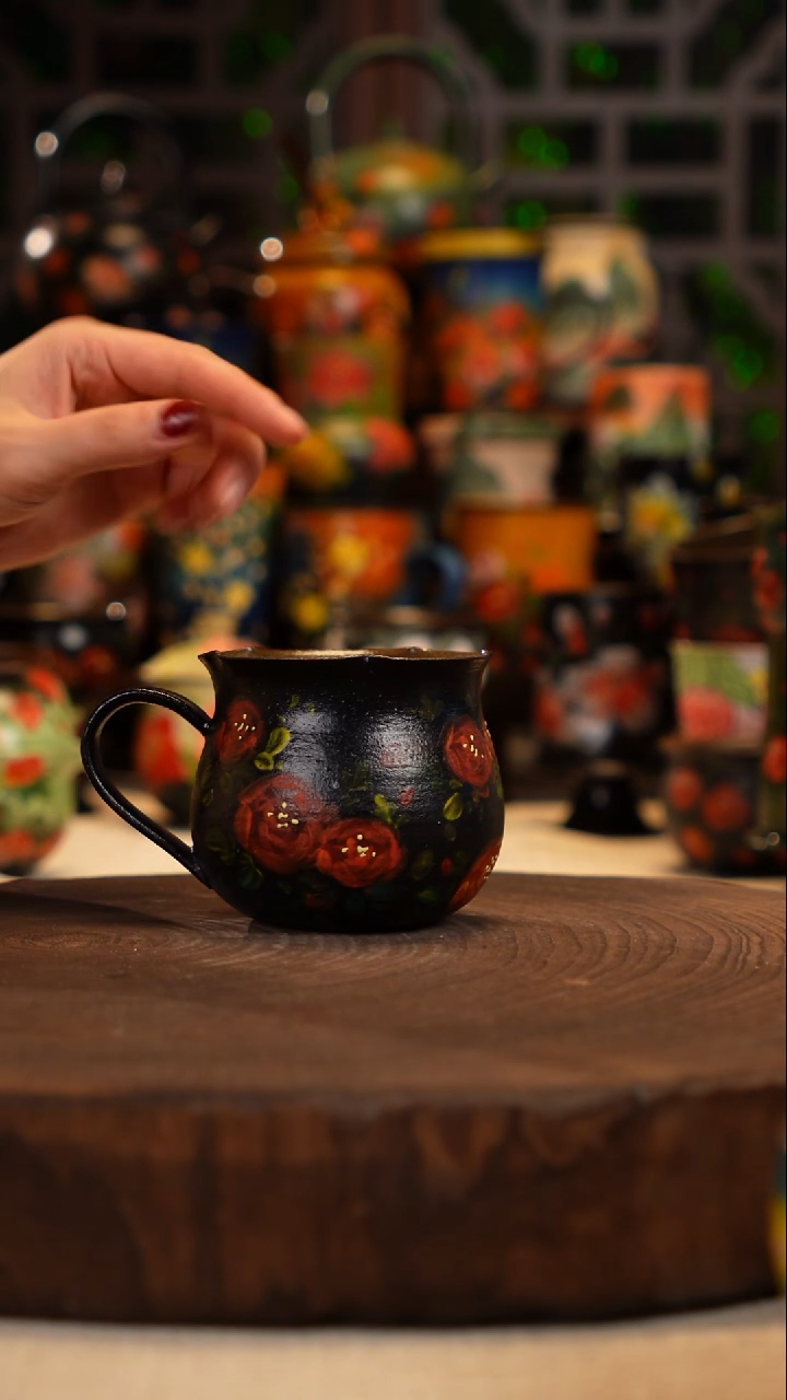 手绘   油画釉下彩   杯子