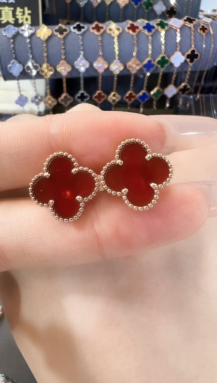 【闪购商品】玛瑙/玉髓耳饰18K金镶嵌18K红玛瑙耳扣