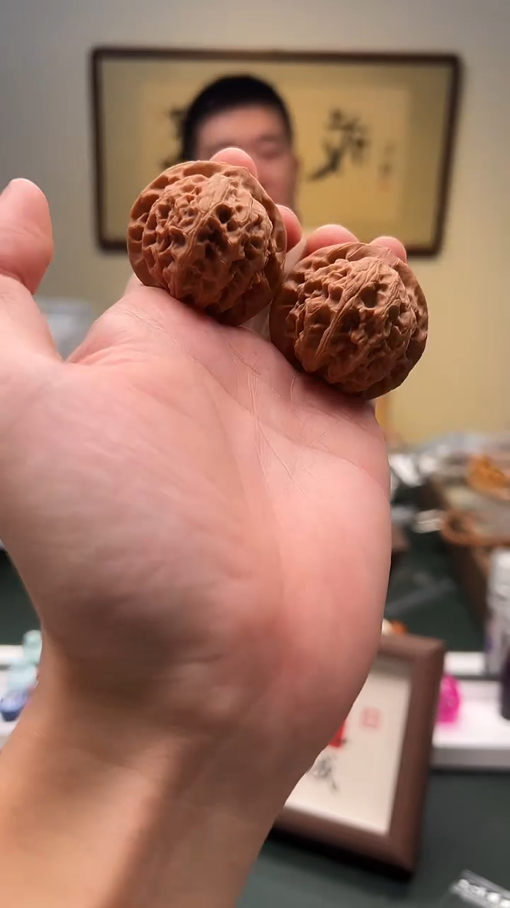 把件文玩核桃41mm+宫灯 1对 22号