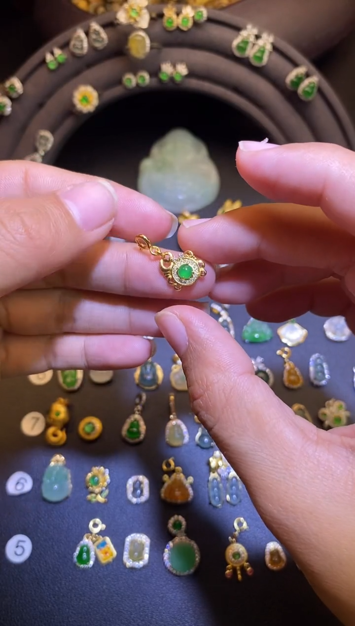 吊坠(不含链)银S925镶嵌翡翠1