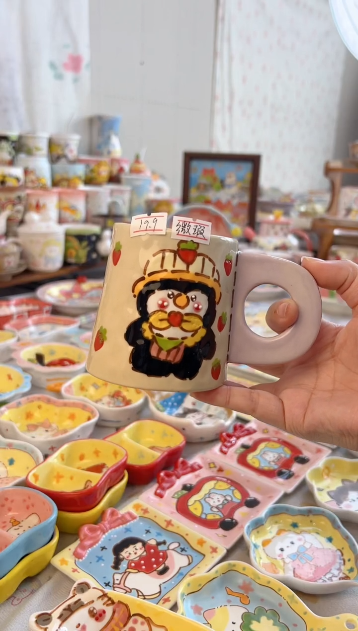 摆件陶景德镇陶瓷手绘微瑕