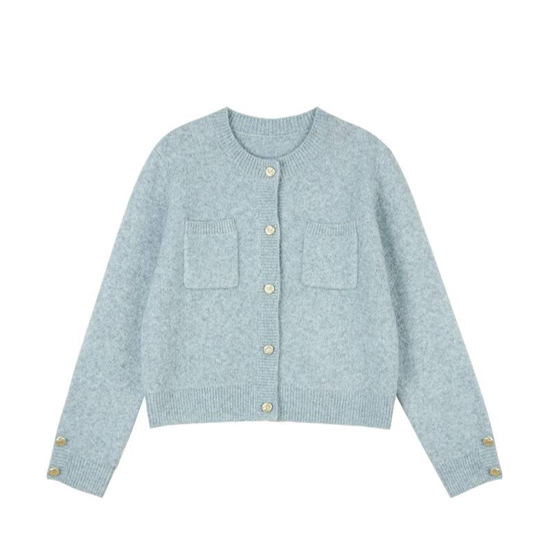 BSIEE时尚短款毛针织衫冬季毛绒针织开衫女