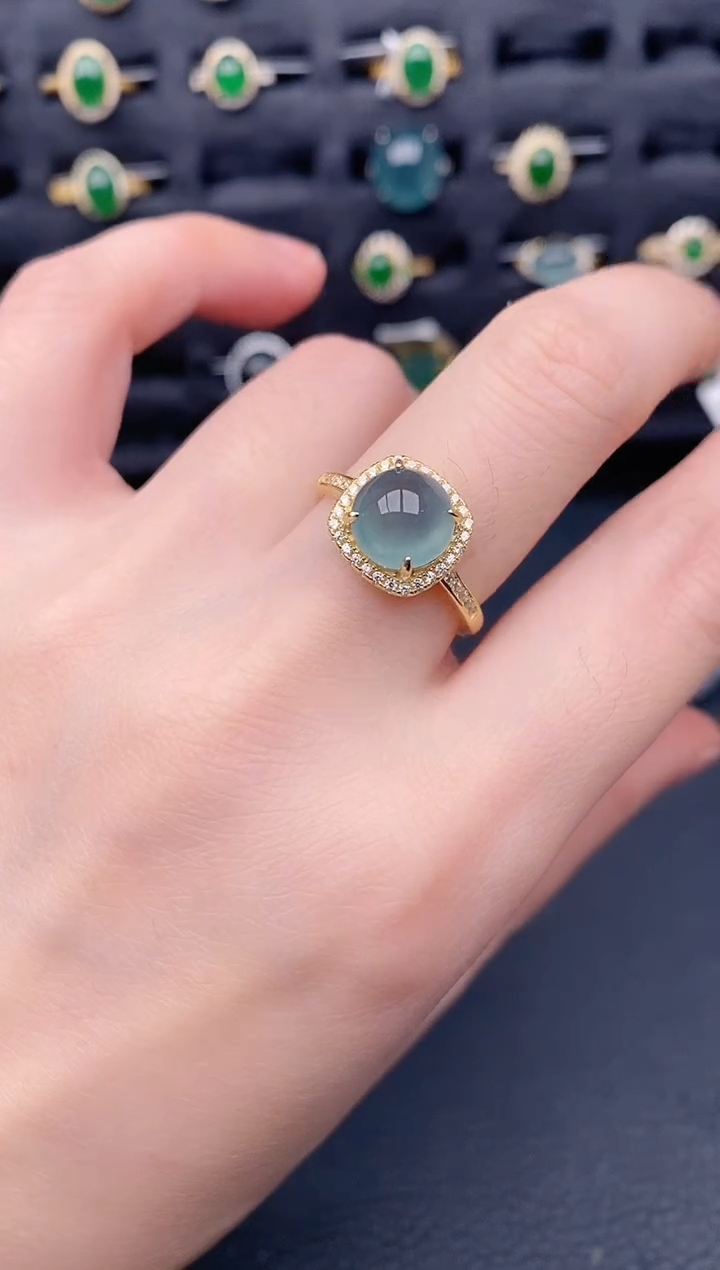 银S925镶嵌戒指翡翠天然a货翡翠277