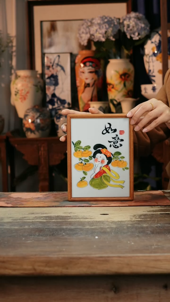 【闪购商品】瓷片景德镇纯手工釉下彩精品花瓶