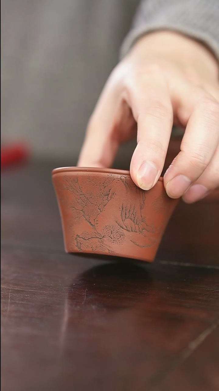 茶杯紫砂昱初-紫泥-山水