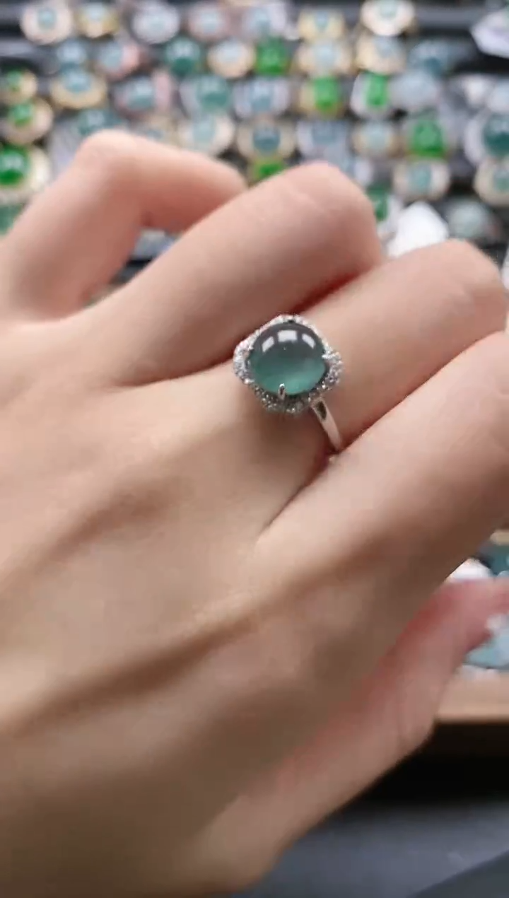 【闪购商品】翡翠戒指银S925镶嵌5151-10