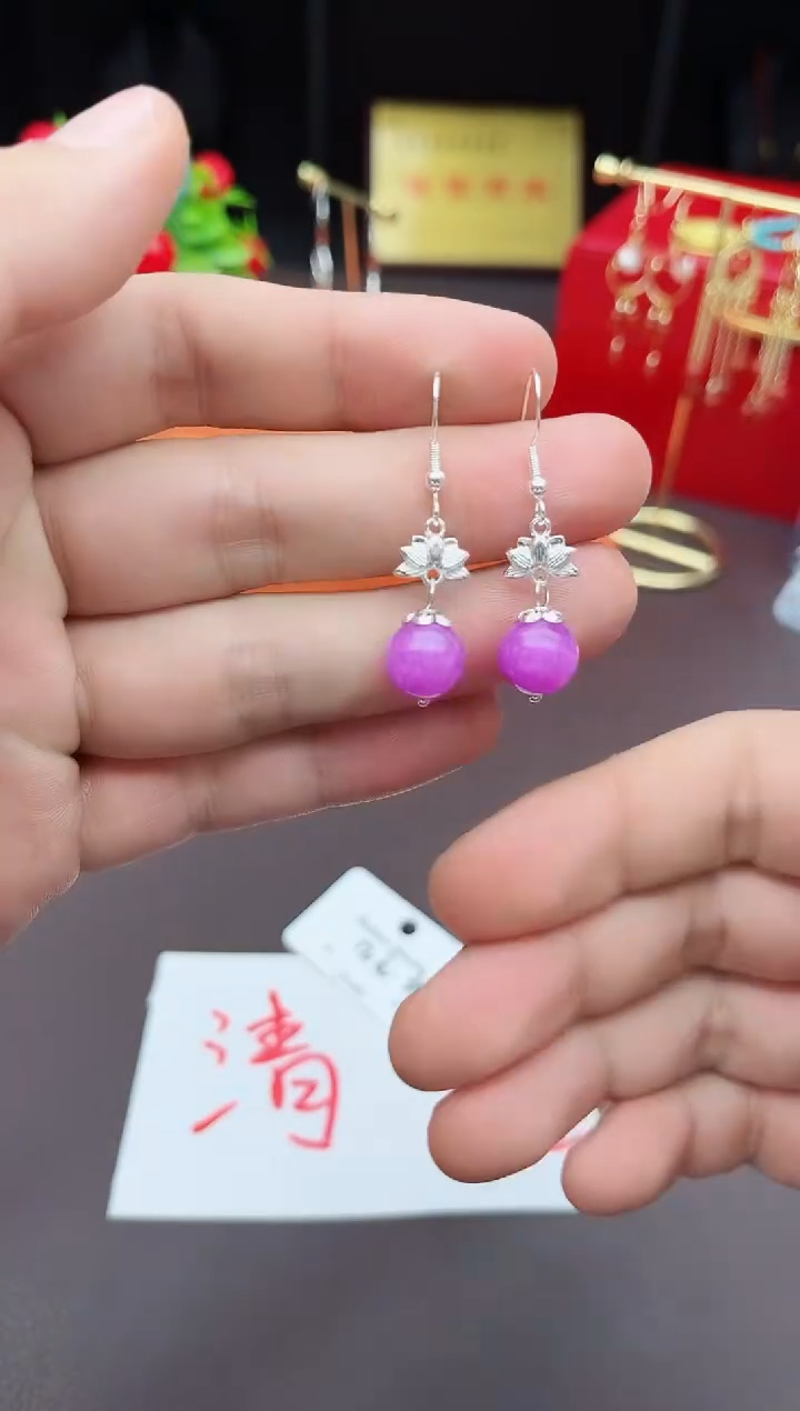 【闪购商品】玛瑙/玉髓耳钉银S925镶嵌401000