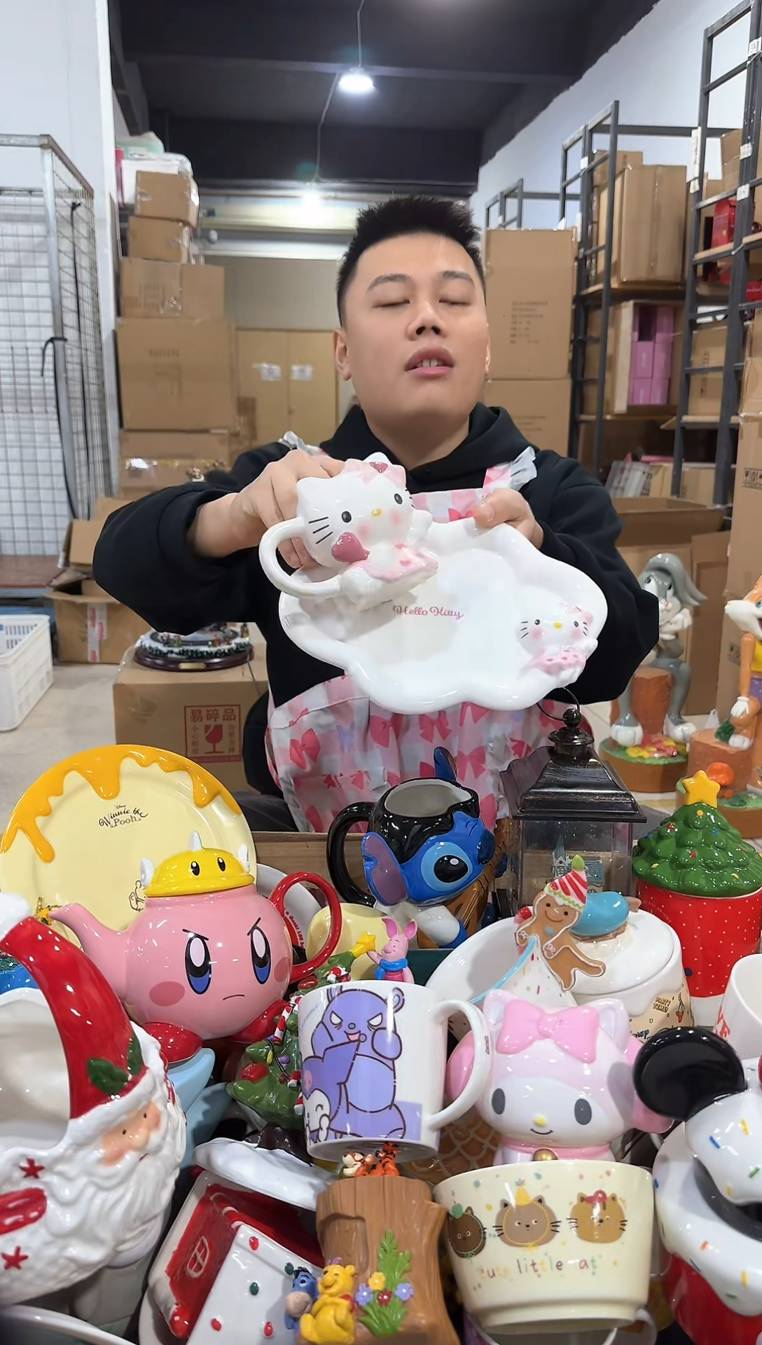 瓷片原盒kt猫天使一杯一碟