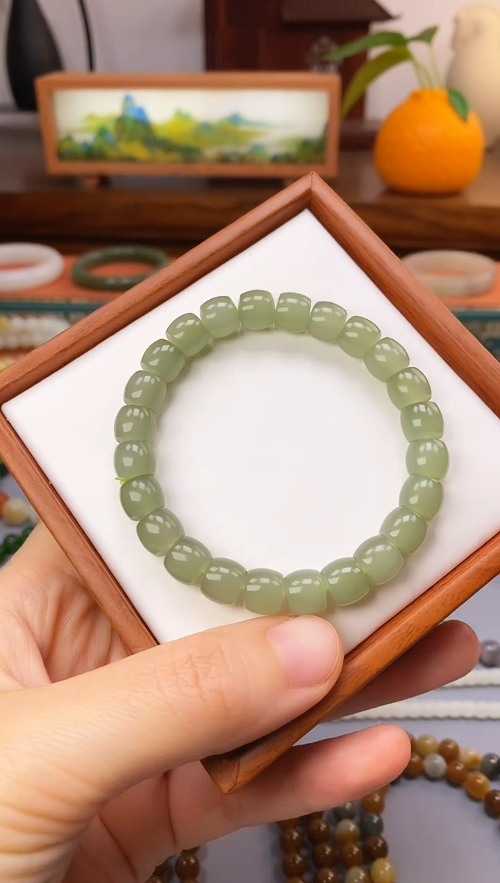 未镶嵌手串和田玉青海清水色手串