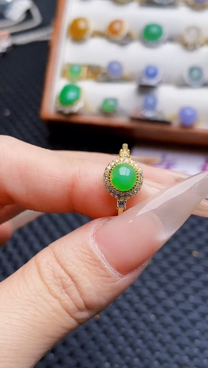 银S925镶嵌戒指翡翠2468