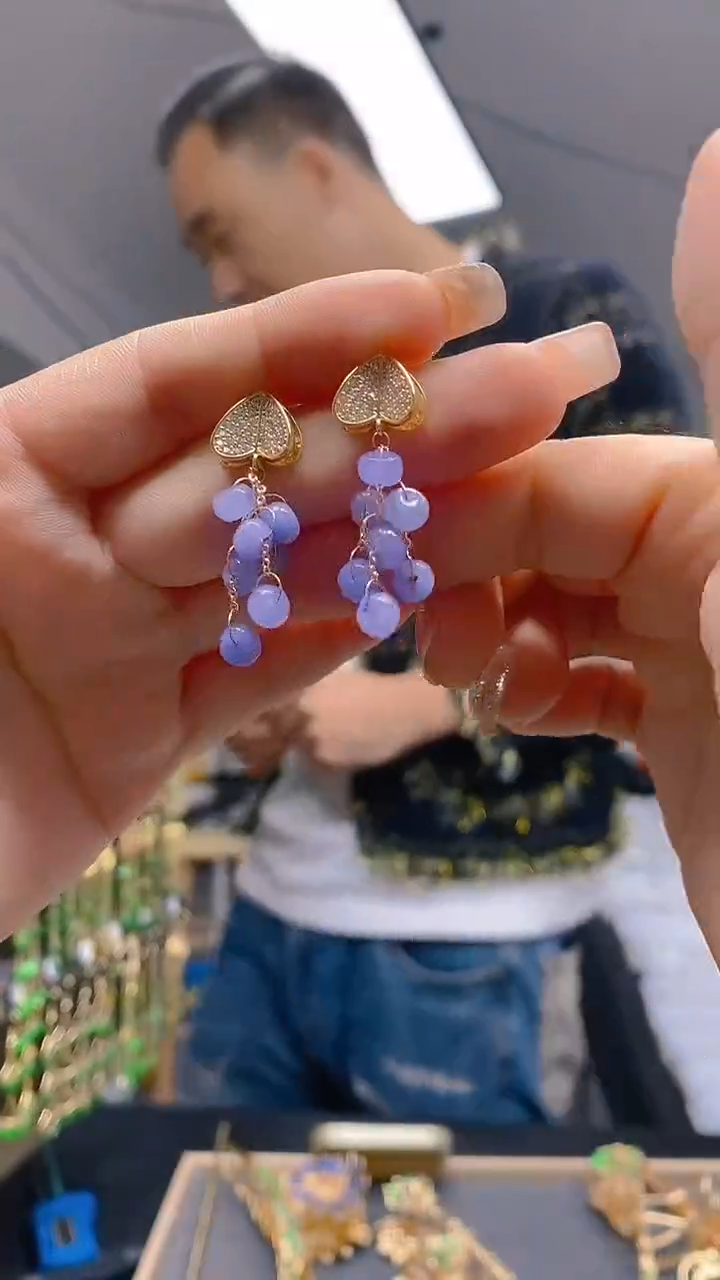 【闪购商品】翡翠耳饰合金45翡翠耳钉