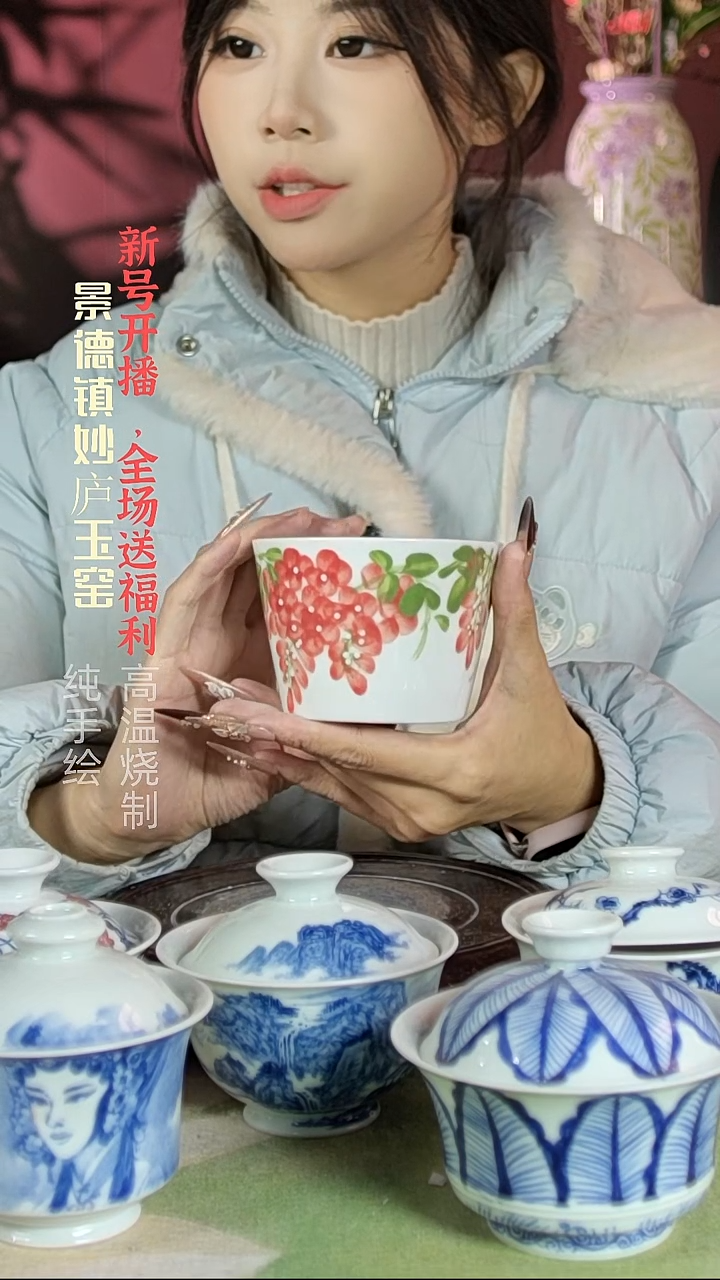 盘陶妙庐玉窑冰桶杯微瑕