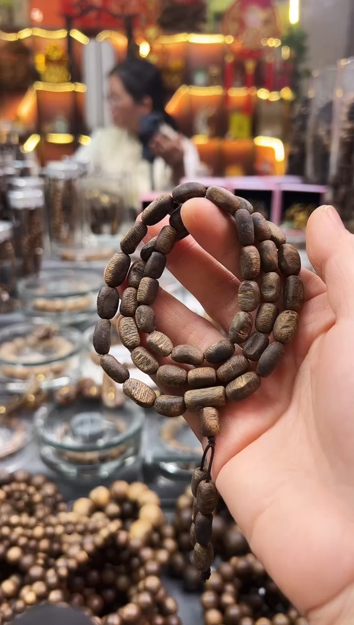 沉香手串棋楠沉水虫漏三圈