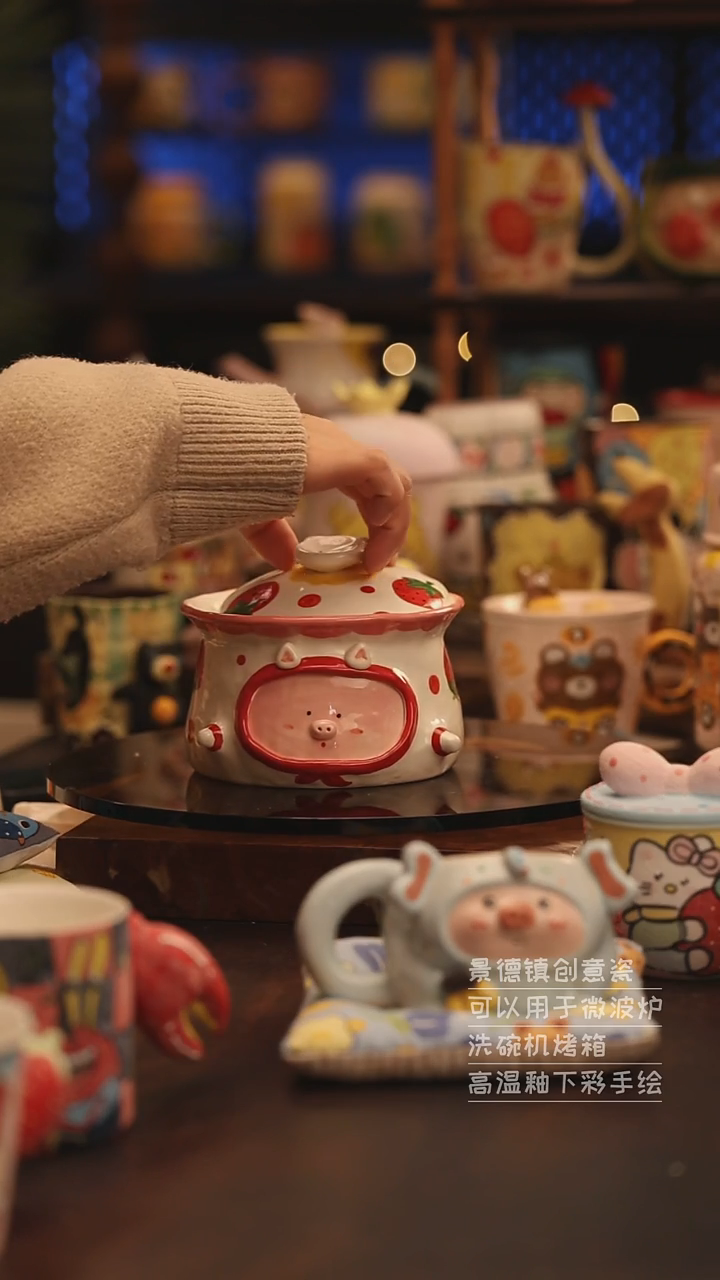 陶瓷景德镇可爱陶瓷釉下彩绘设计师款