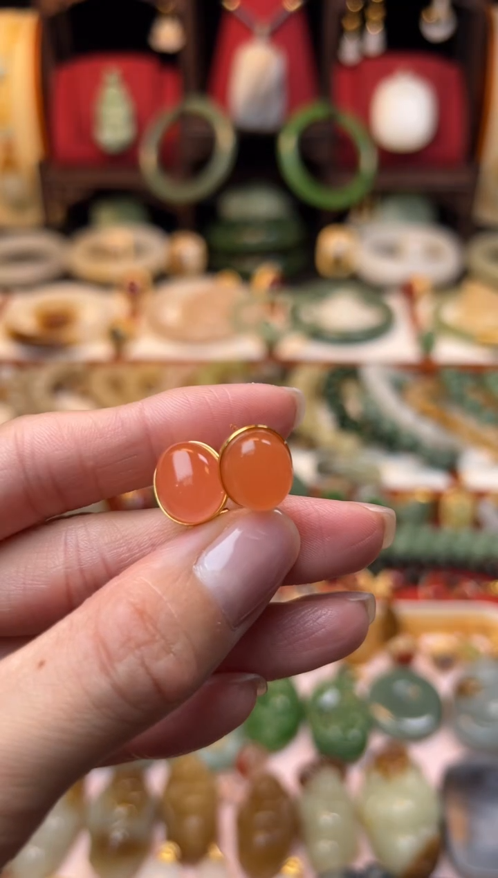【闪购商品】南红玛瑙耳饰银S925镶嵌福利