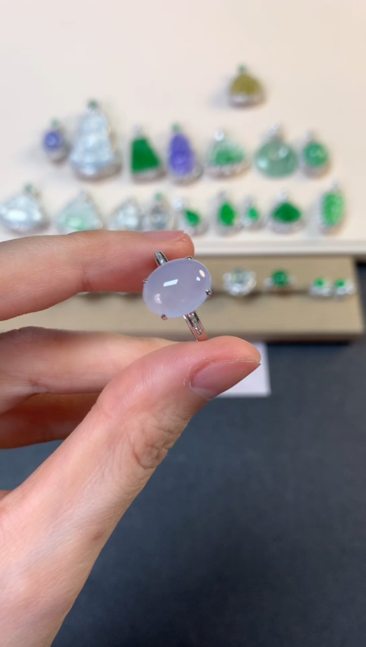 【闪购商品】翡翠戒指18K金镶嵌蛋面戒指3300