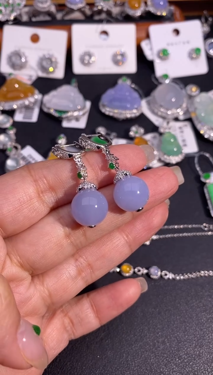 【闪购商品】翡翠耳饰18K金镶嵌耳饰