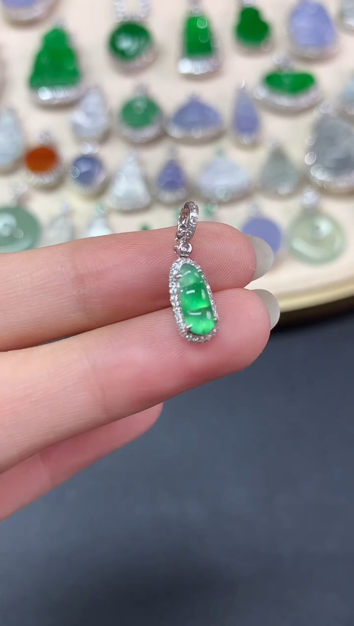 吊坠(不含链)18K金镶嵌翡翠吊坠(不含链)|2980