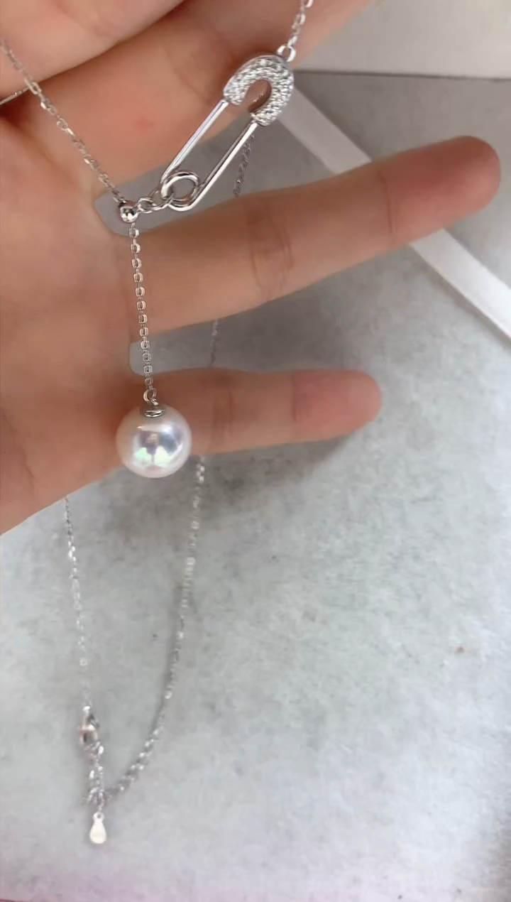 颈饰银S925镶嵌淡水珍珠套链