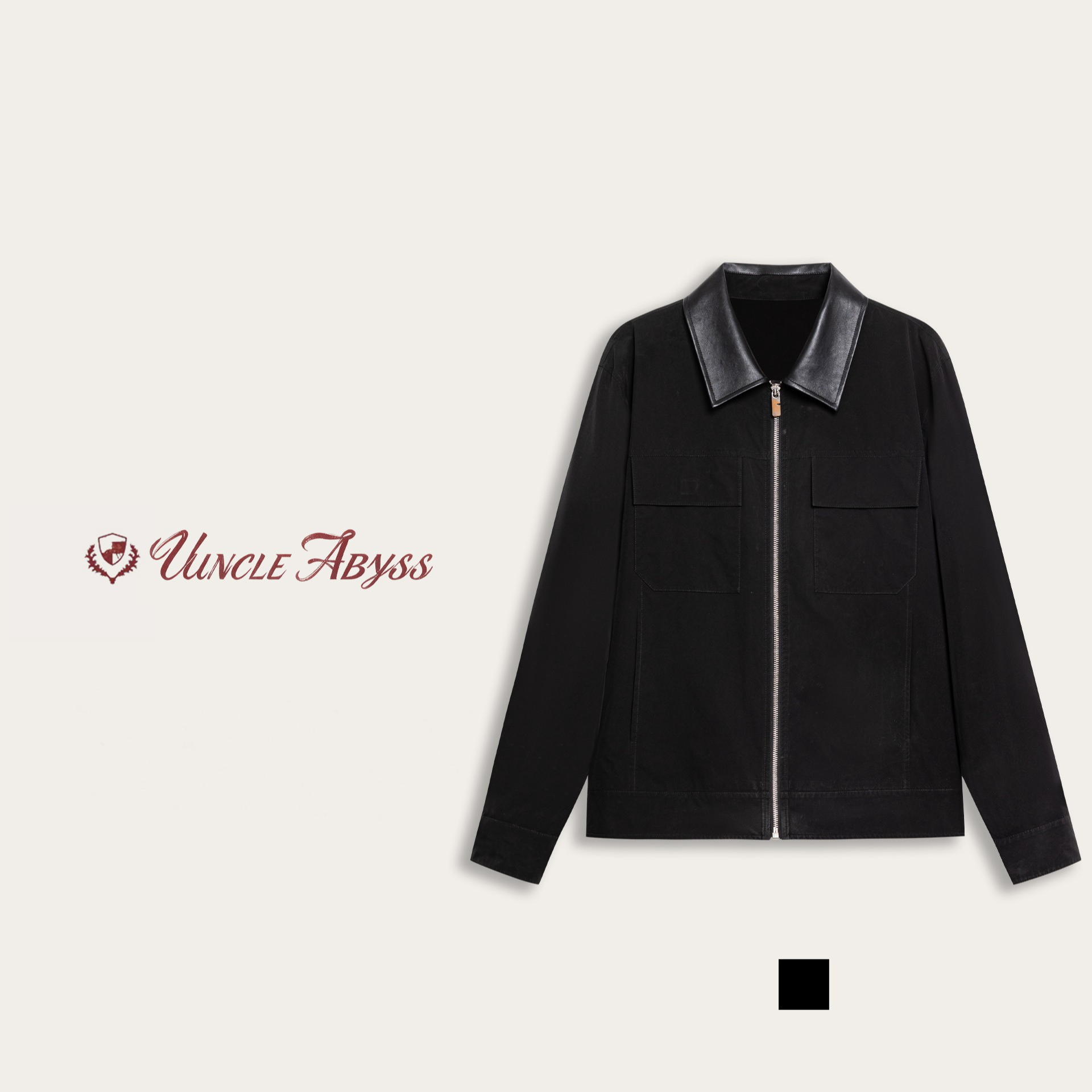 【C36003】【垚】皮领夹克 翻领拉链长袖休闲高奢时尚外套