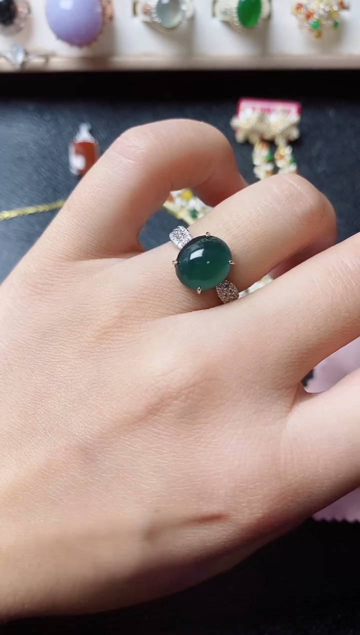 【闪购商品】翡翠戒指银S925镶嵌11111