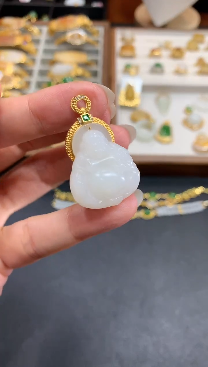 【闪购商品】和田玉吊坠18K金镶嵌Q69|5980