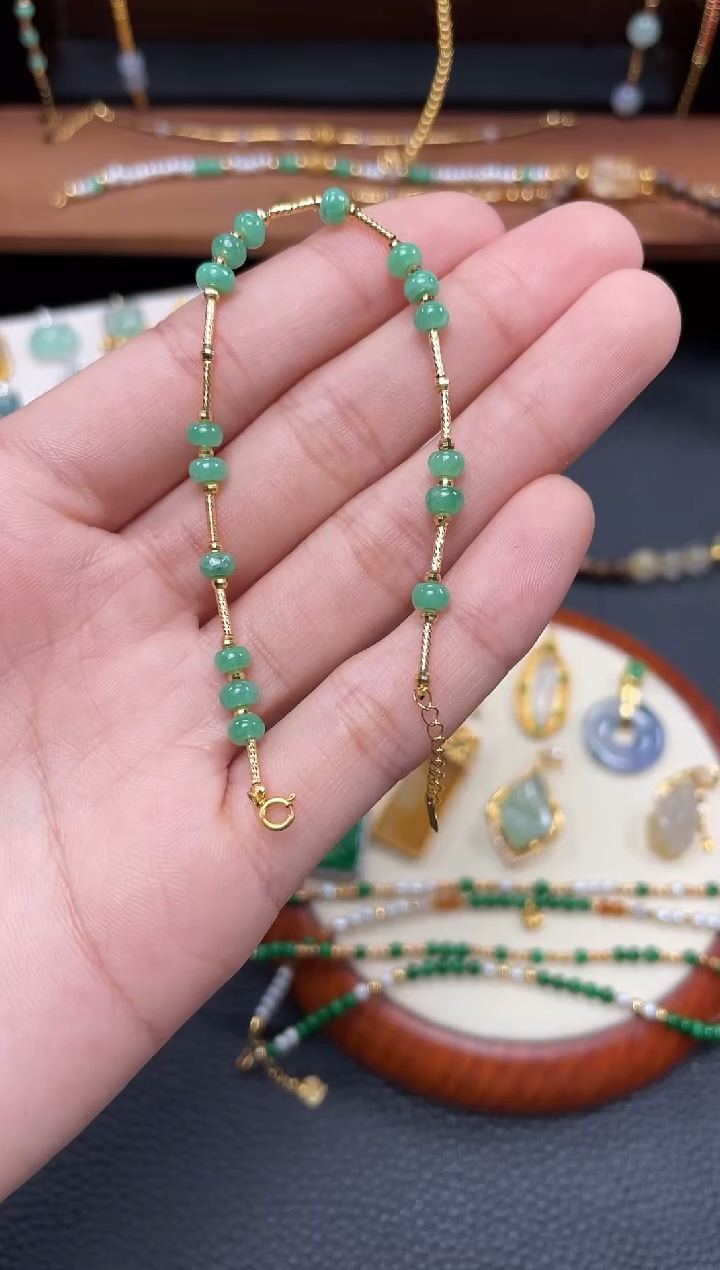 【闪购商品】翡翠套链18K金镶嵌一个  JK526