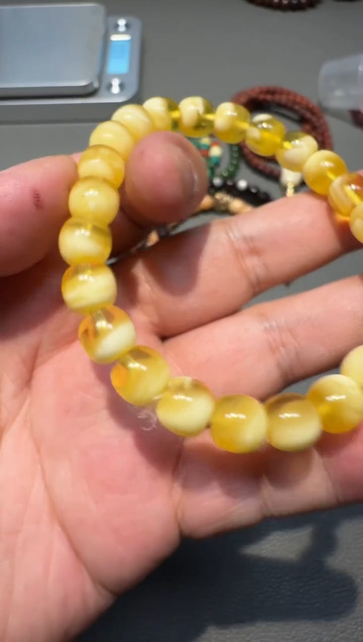 琥珀颈饰未镶嵌老型单圈