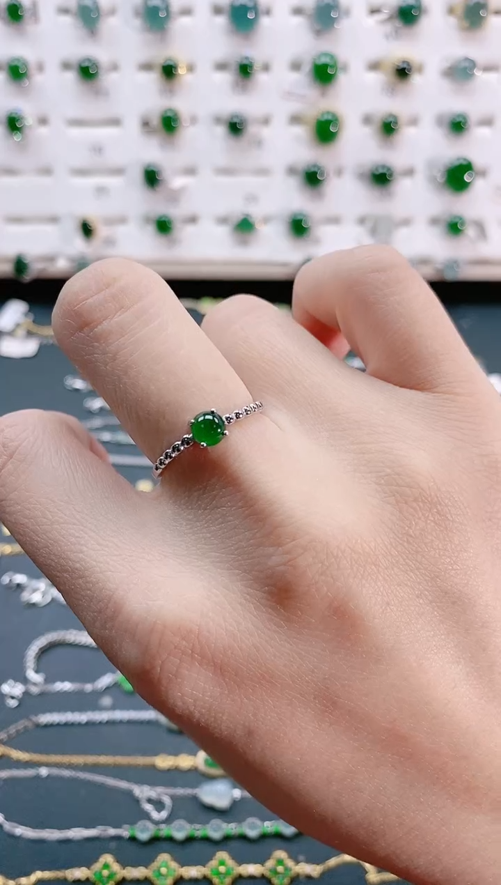 【闪购商品】翡翠戒指银S925镶嵌天然翡翠