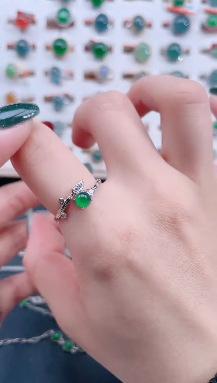 银S925镶嵌戒指翡翠天然翡翠