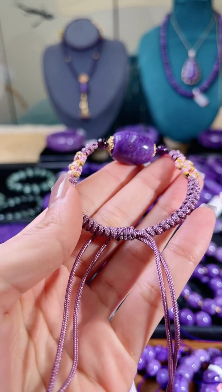 【闪购商品】查罗石（紫龙晶）手串未镶嵌桶珠