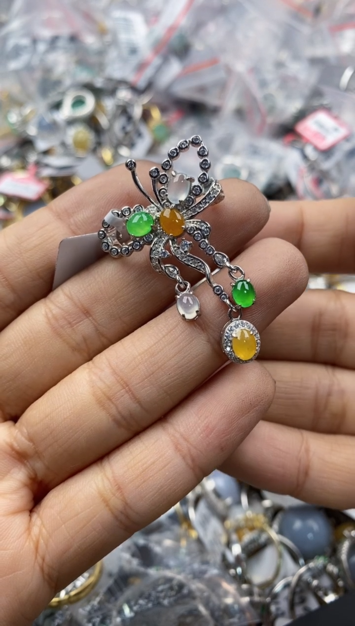 银S925镶嵌戒指翡翠嗷*?1010---10