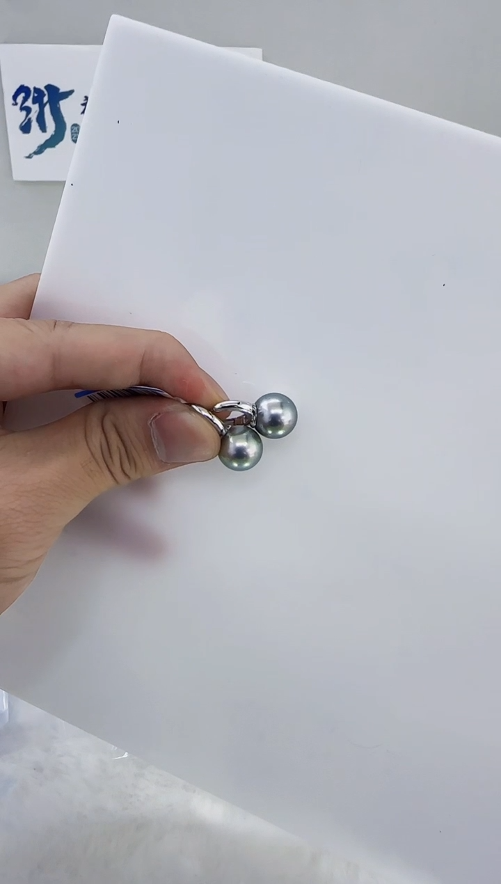 银S925镶嵌海水珍珠DA海水大溪地耳饰12-13 y245