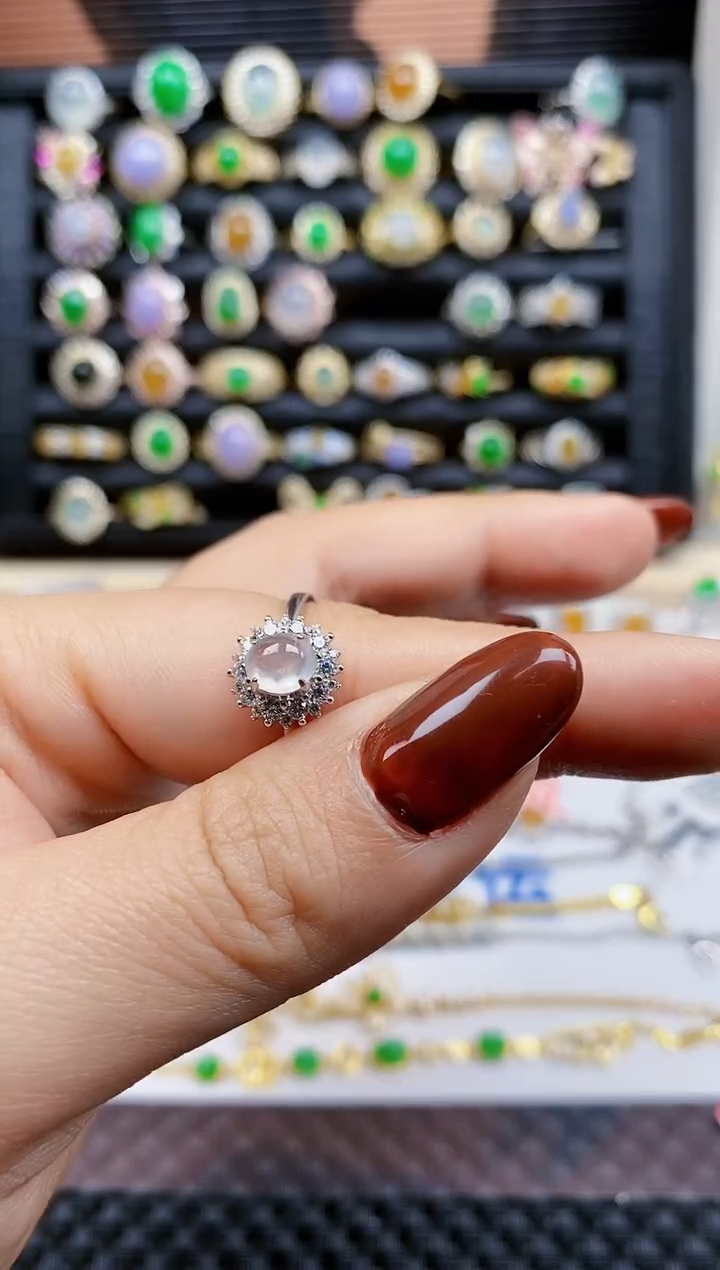 银S925镶嵌戒指翡翠霏**贝19