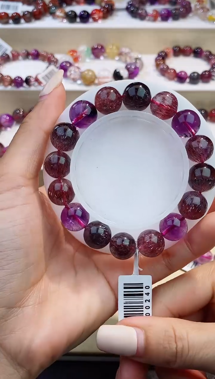 未镶嵌手链水晶黑加仑超七12m+