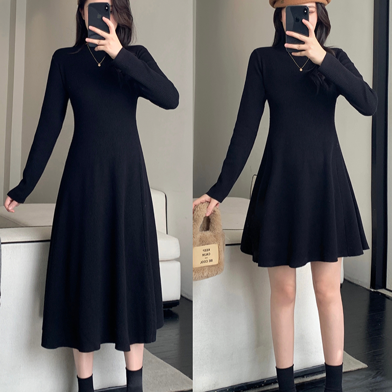 秋冬款胖mm大码女洋气显瘦长短款闺蜜装针织连衣裙71338+71249