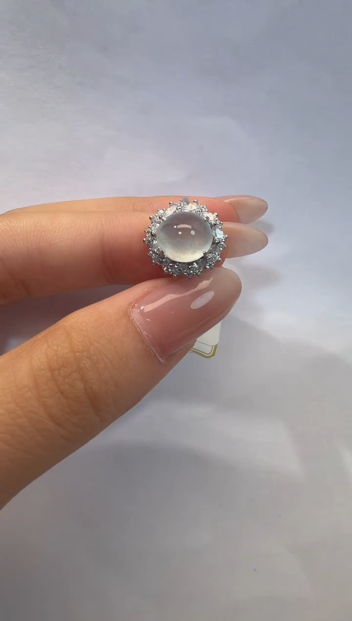 银S925镶嵌戒指翡翠925银镶翡翠戒指镶嵌160