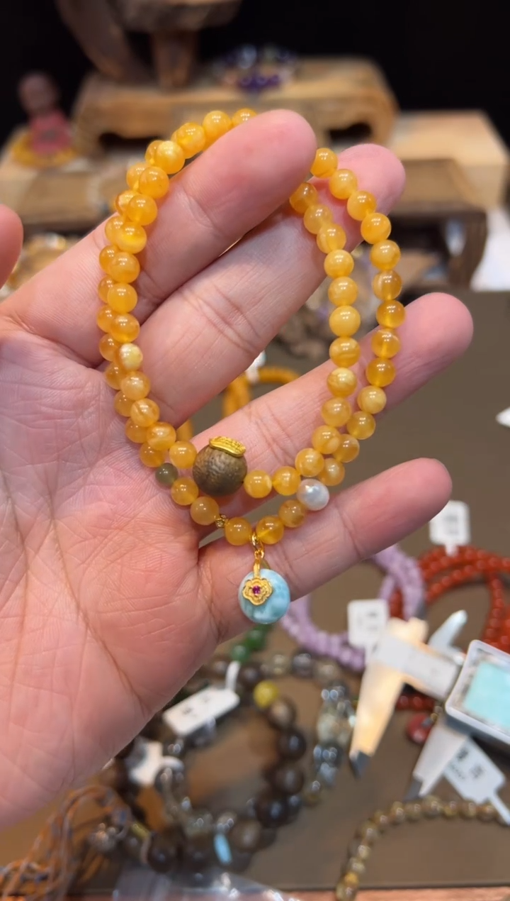 未镶嵌琥珀手链手饰@@E6840