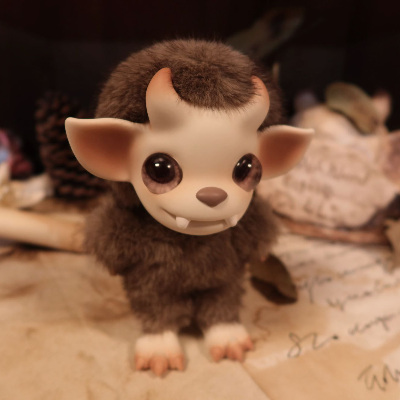 杨拉琪Lucky x【BEIBE贝比】精灵岛系列-毛绒公仔明盒吊卡 -深棕色