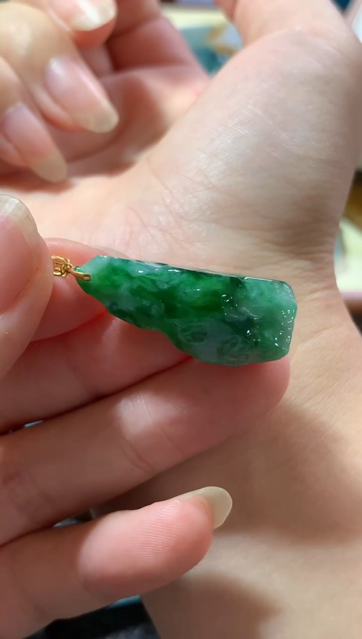 翡翠18K金镶嵌吊坠(不含链)吊坠