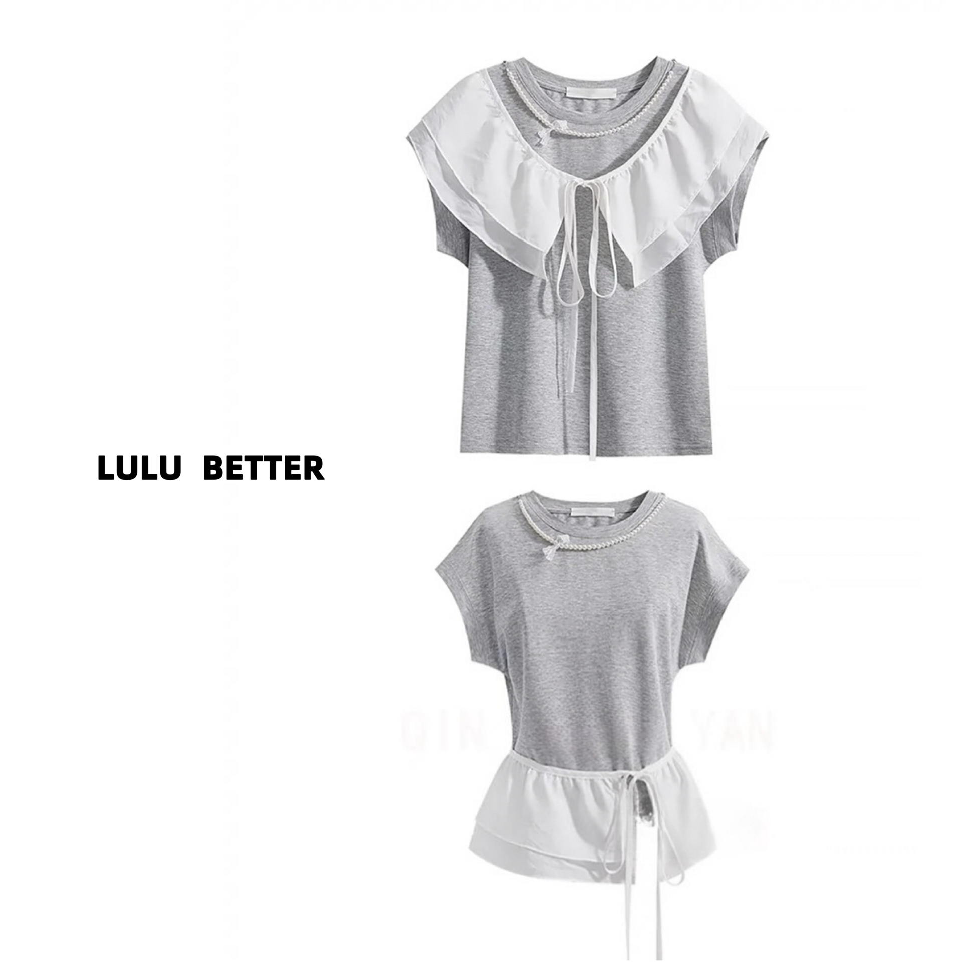 루루가− （三件套）韩系设计感白色圆领短袖T恤女春夏季打底百搭上衣