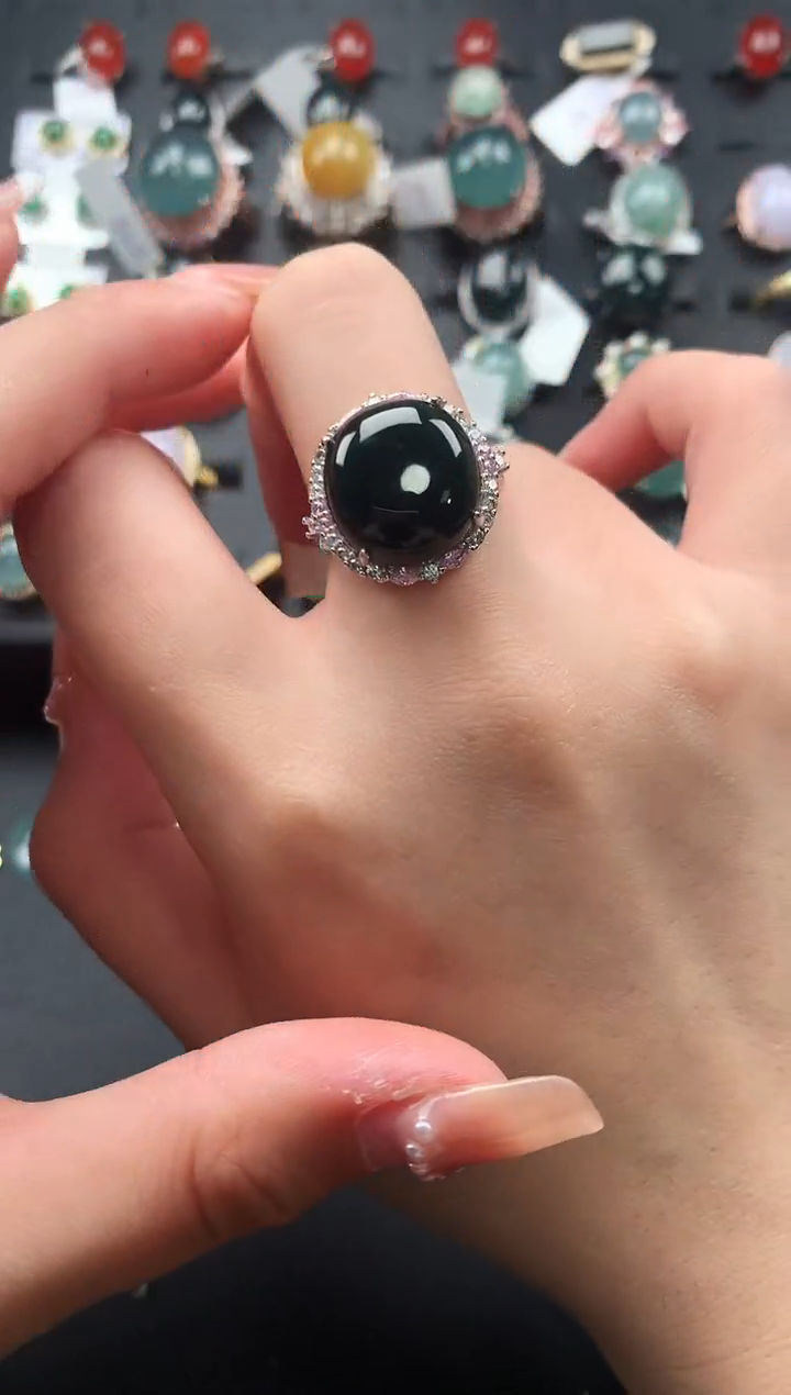 【闪购商品】翡翠戒指银S925镶嵌52141