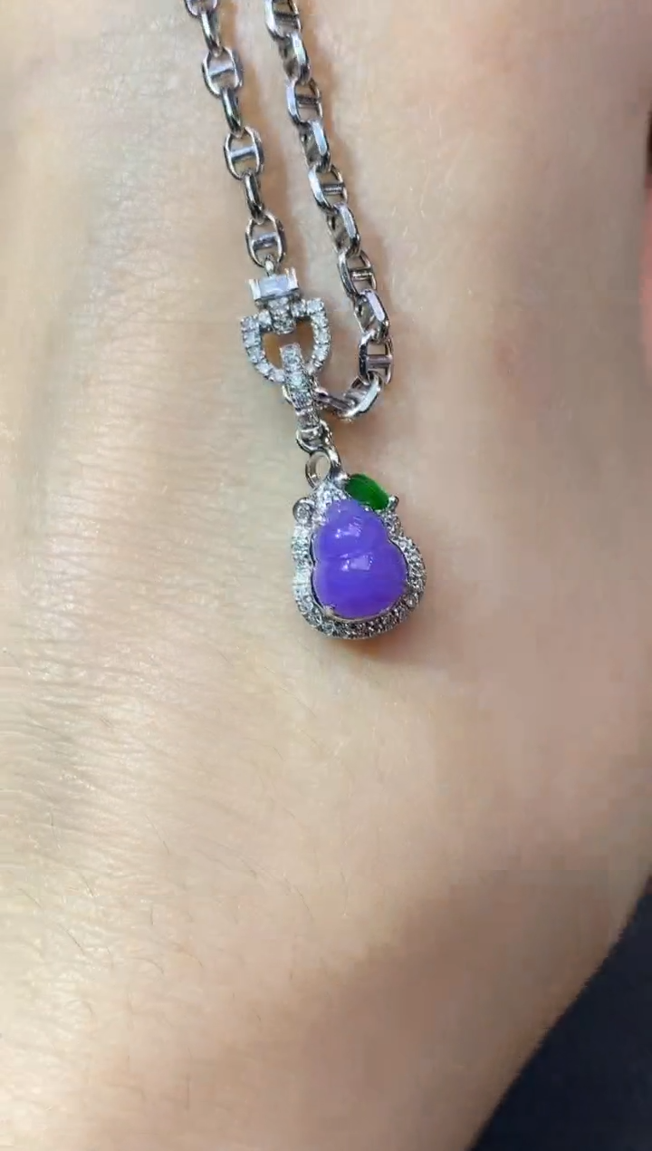 吊坠(不含链)18K金镶嵌翡翠A3 紫货有一定色差