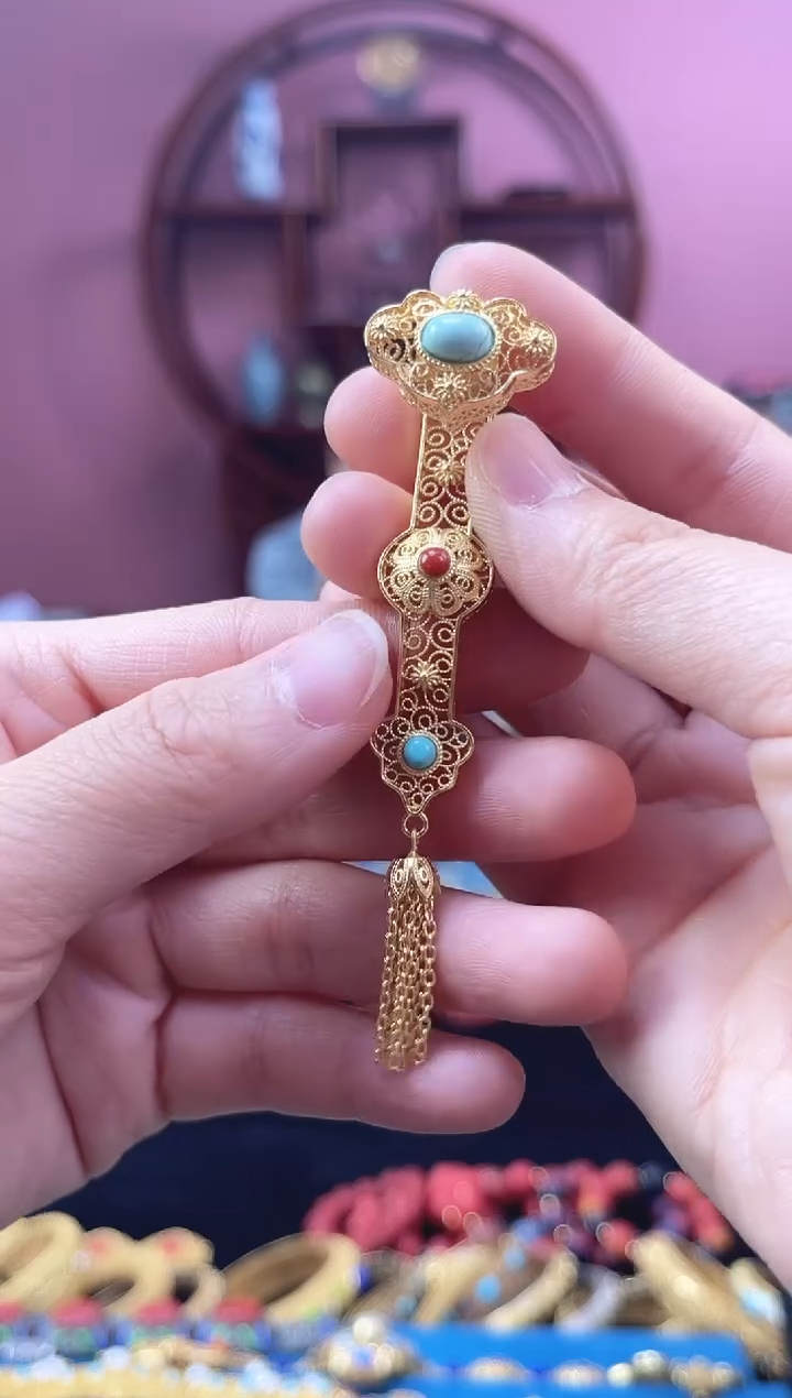 非遗 花丝镶嵌如意吊坠