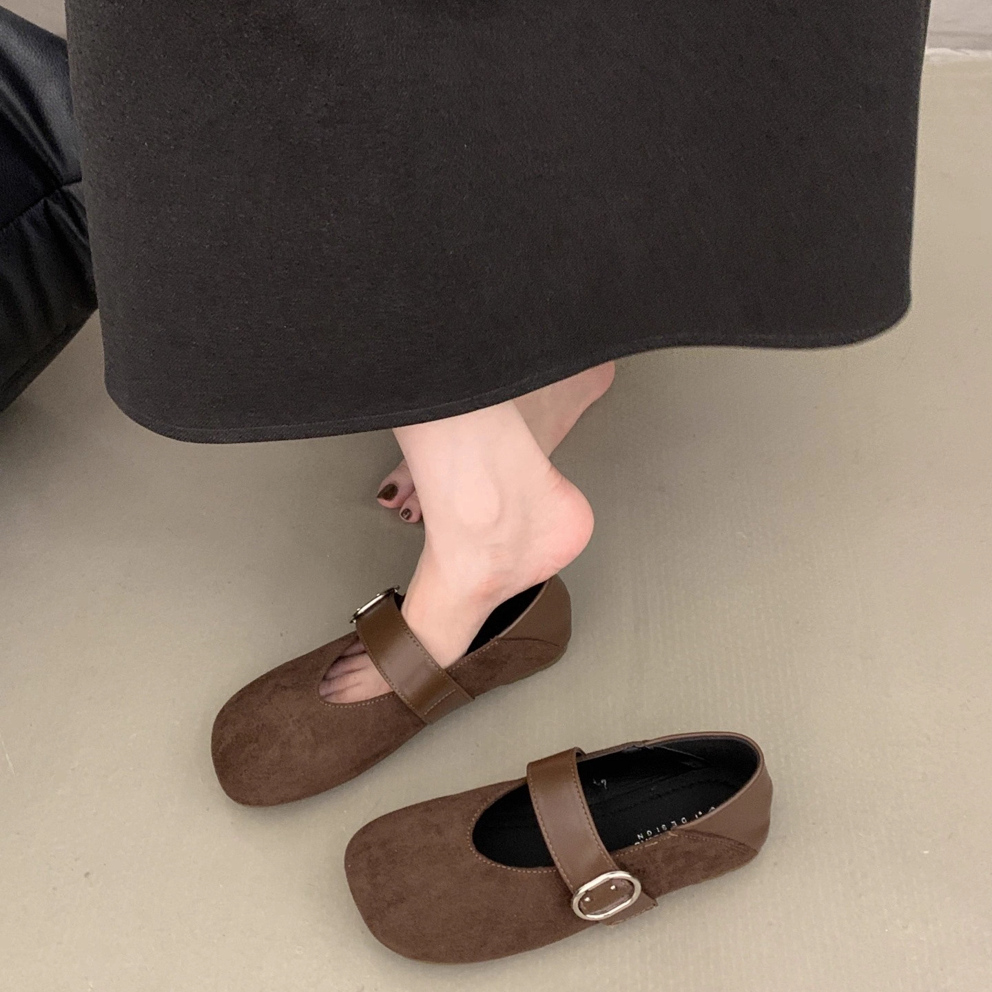 （柚子同款）春法式包头磨毛休闲勃肯鞋2901