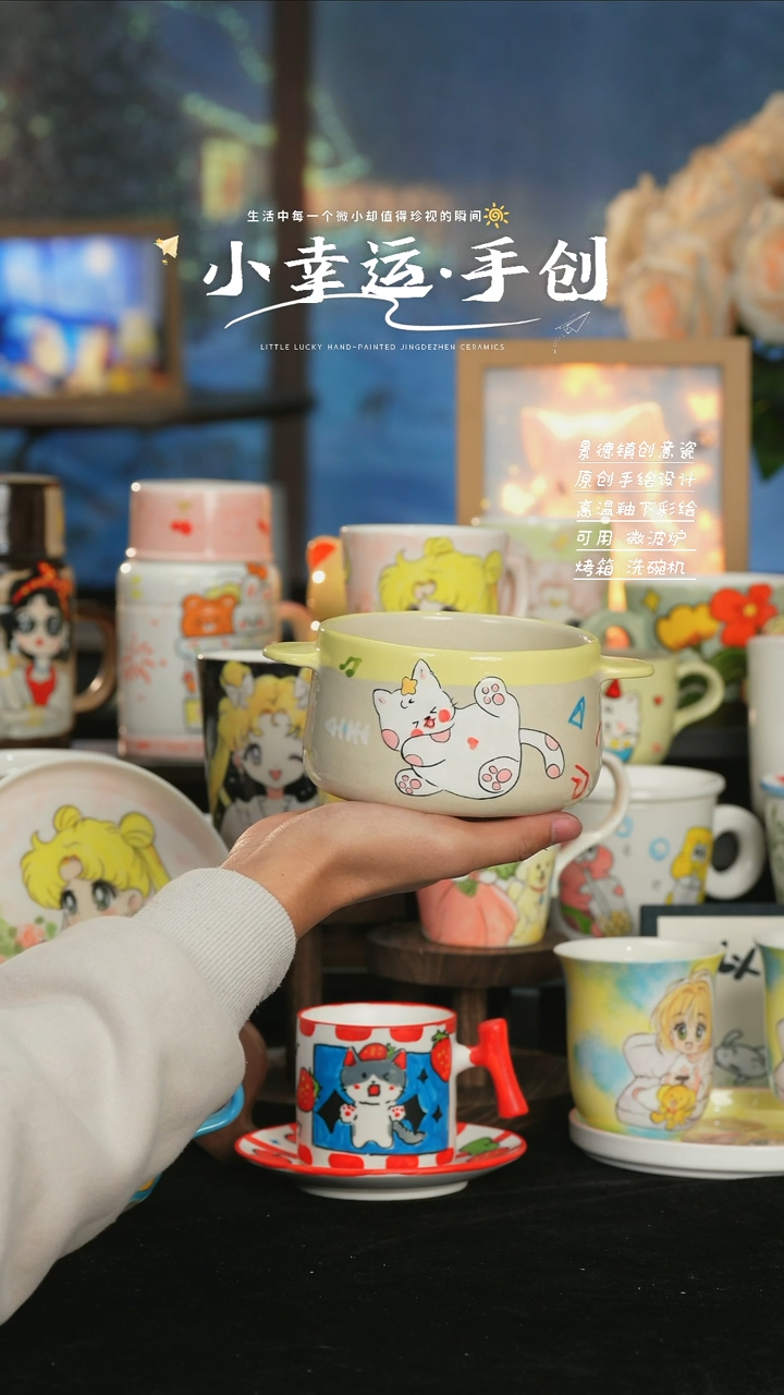 【闪购商品】小幸运纯手工手绘陶瓷