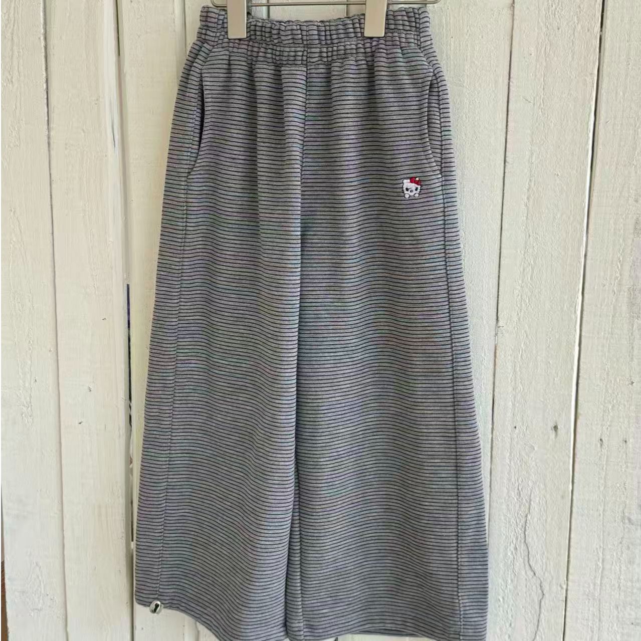 【条纹卫裤】韩系女童卡通刺绣休闲长裤百搭甜美实穿裤 259431