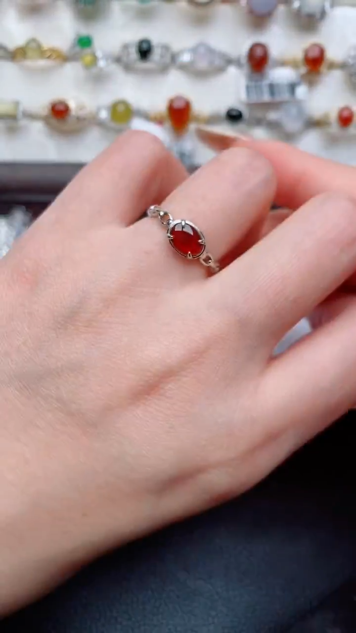 银S925镶嵌戒指翡翠...