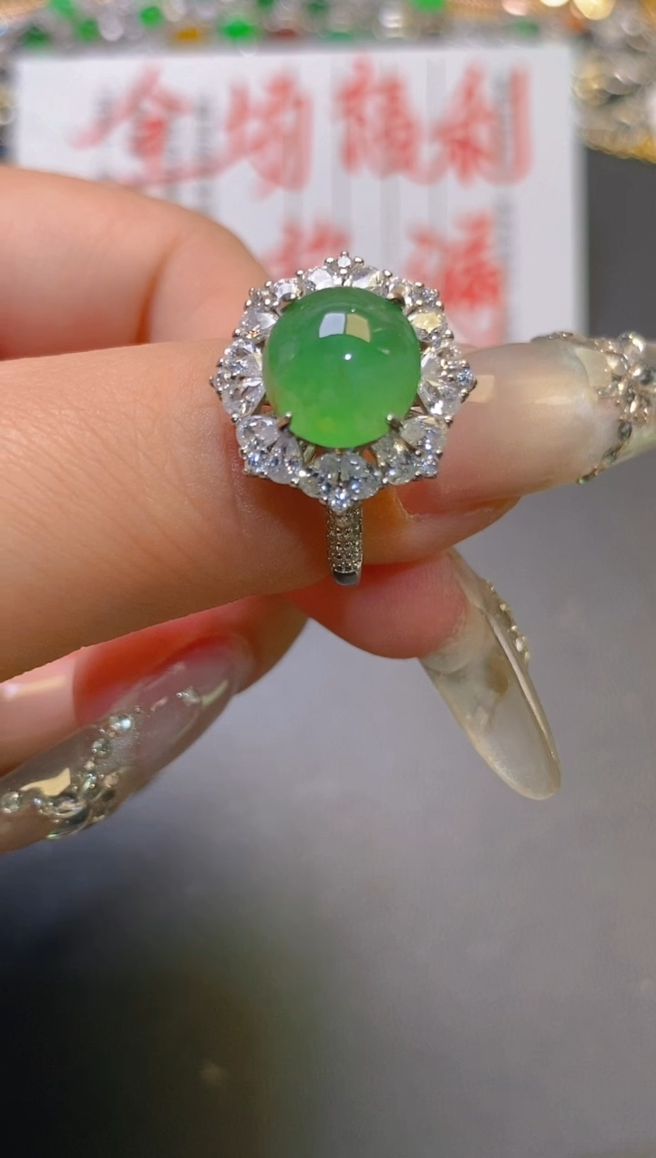 【闪购商品】翡翠耳饰银S925镶嵌天然A货翡翠1