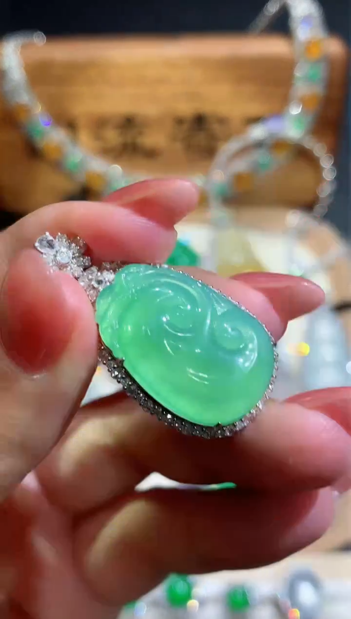 定制翡翠18K金镶嵌13团购全款2178排队定金1000